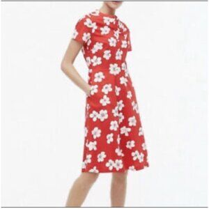 J.Crew Red Floral Button-Up Midi Dress Women's Size 4 Short Sleeve100% cotton.